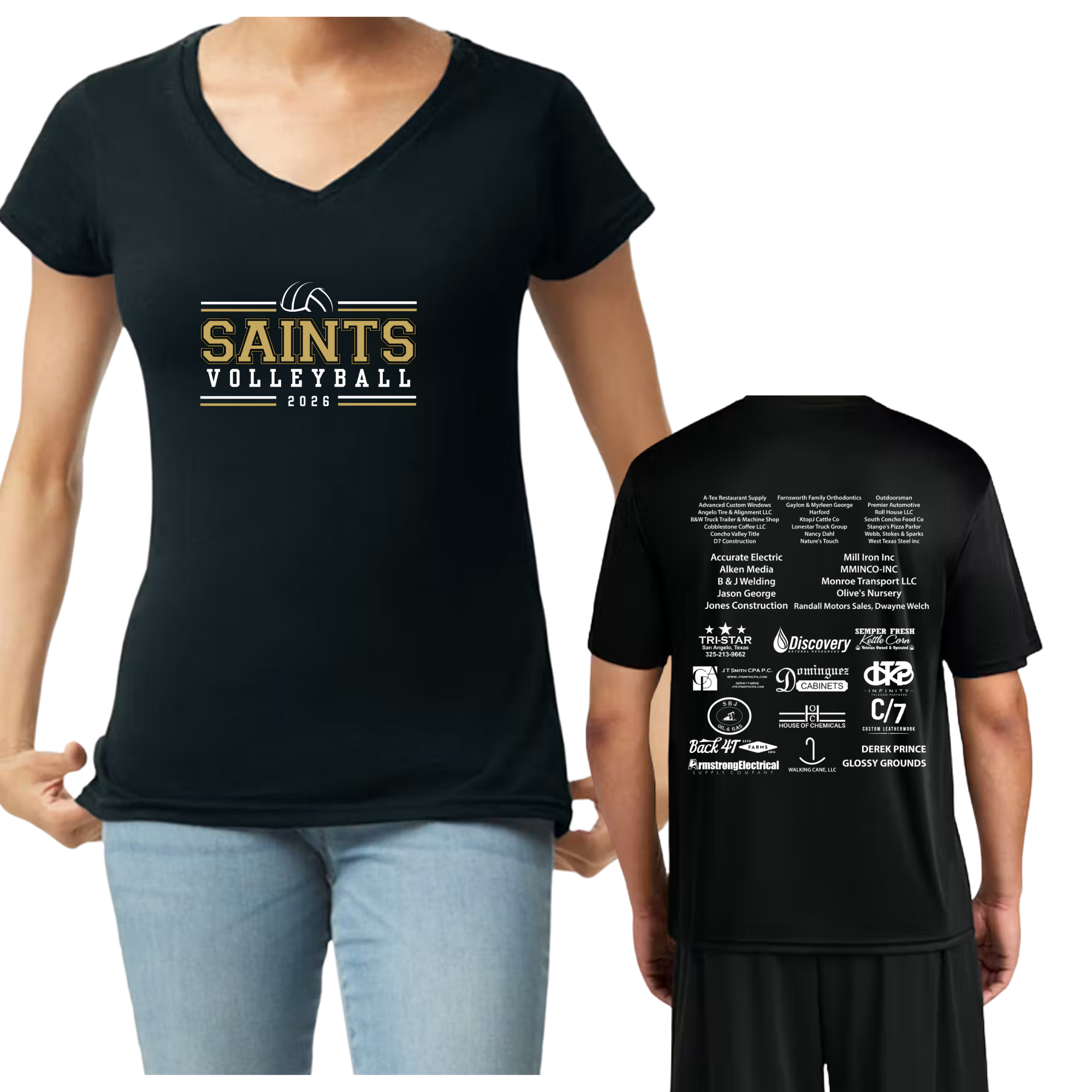 San Angelo Saints Womens V NECK VBALL SPONSOR